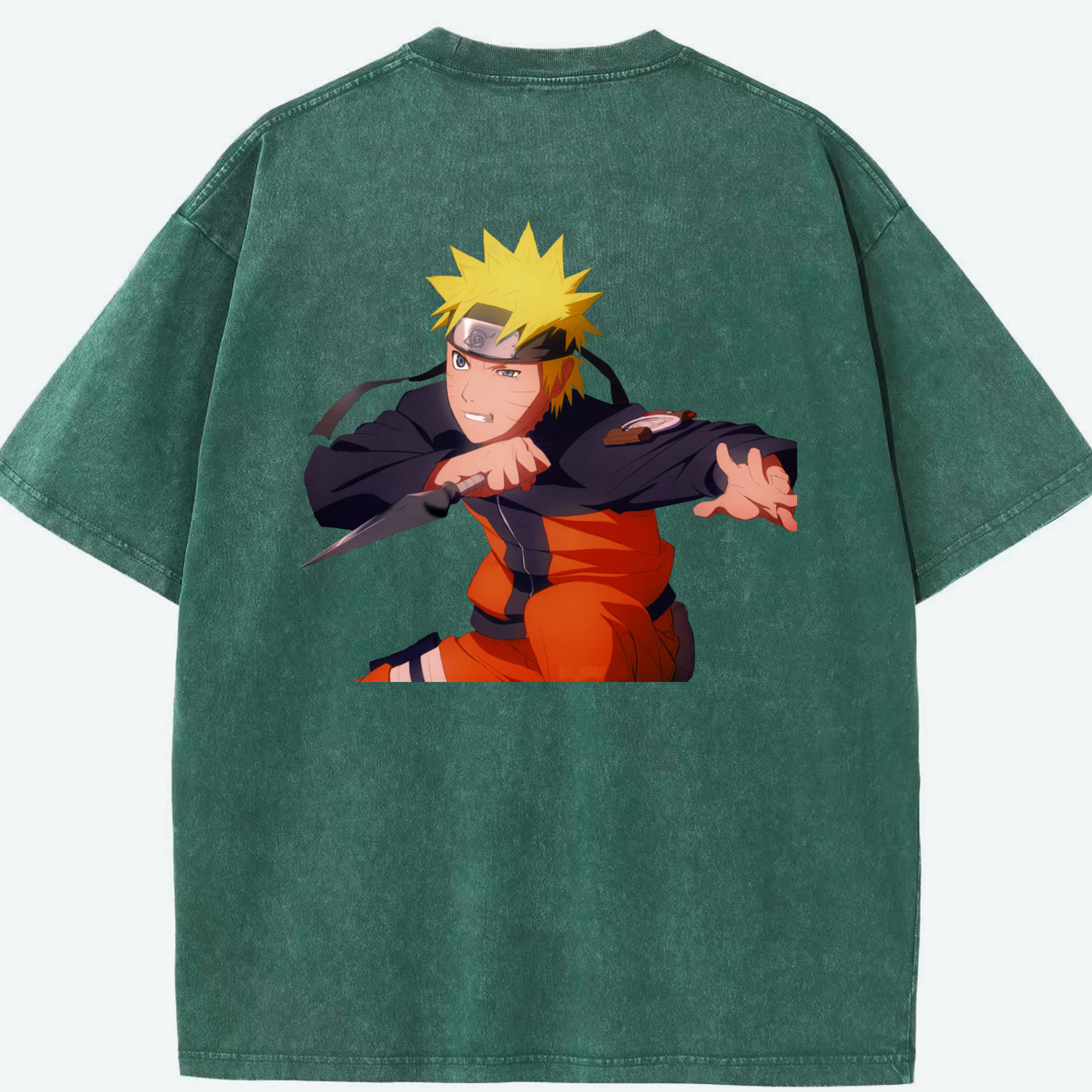 （画像用） NARUTO -ナルト- うずまき ナルト Uzumaki Naruto 綿100% ヴィンテージ風 半袖Tシャツ（背面プリント）
